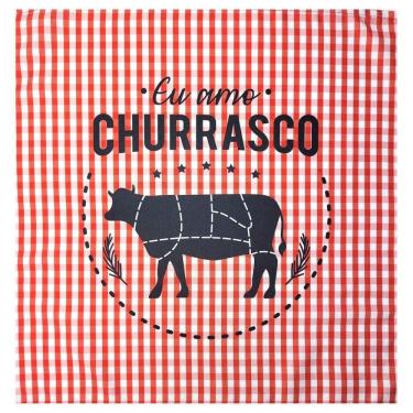 Imagem de Kit 4 Guardanapos De Tecido Churrasco Vermelho 40Cmx40Cm