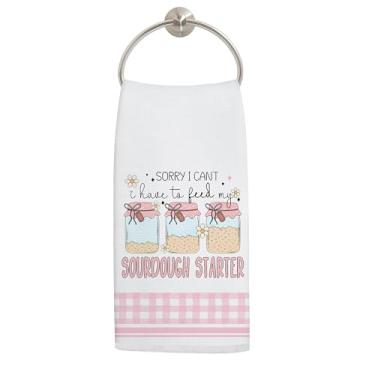 Imagem de LADOCK Toalhas de cozinha engraçadas para iniciantes Sourdough, presentes de pão de fermento, toalhas de chá para cozinha, decoração de padaria, presentes para padeiros, amantes de panificação