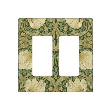 Imagem de SgEdao Capas decorativas William Morris floral vintage art nouveau botânico 2 gangues placa de parede interruptor duplo interruptor de luz capa de placa de interruptor duplo casa de banho cozinha