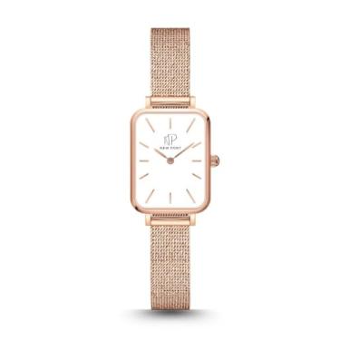 Imagem de Relógio Feminino Quadrado Casual Delicado Analógico New Port Rosé