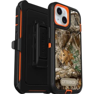 Imagem de OtterBox Capa para iPhone 15, iPhone 14 e iPhone 13 Defender Series - REALTREE EDGE (Blaze Orange/Black/RT Edge), resistente e durável, com proteção de porta, inclui suporte de clipe de coldre