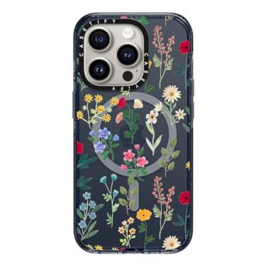 Imagem de CASETiFY Capa Impact para iPhone 15 Pro [4X testado contra quedas de grau militar/proteção contra quedas de 2,5 metros/compatível com Magsafe] - estampas de flores - Spring Botanicals 2 - azul