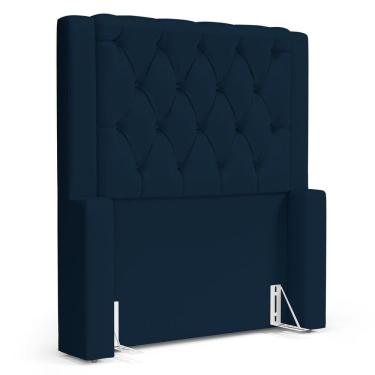 Imagem de Cabeceira Atena Para Cama Box Solteiro 90cm Capitonê Com Frame Veludo Azul Marinho - Abmaza