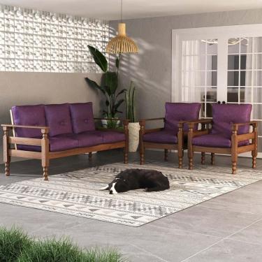 Imagem de Jogo Sofá Madeira Maciça 3 Lugares e 2 Poltronas Liz Multimóveis VCR7001