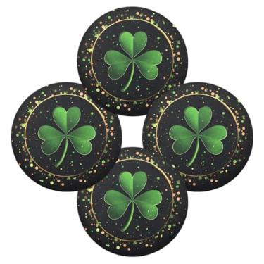Imagem de ATTX Jogo americano redondo de trevos verdes do dia de São Patrício para mesa de jantar, jogo americano de decoração do dia de São Patrício, tapetes para mesa de cozinha para 4#245