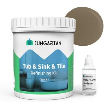 Imagem de Jungarian Kit de retoque de banheira e azulejo 1000 ml, tinta de bancada de baixo odor, tinta de pia de chuveiro para banheiro e cozinha, marrom semibrilhante 50-55 m²
