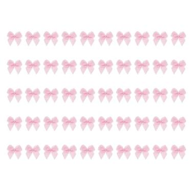 Imagem de Shapenty Mini laço de fita de veludo de 2,5 cm, boutique de flores para costura, scrapbook, cartões, casamento, Natal, acessórios de cabelo, decoração de presente, artesanato, 50 peças (rosa)