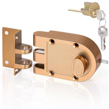 Imagem de Fechadura de fechadura para serviço pesado, cilindro único, fechaduras de porta douradas para porta da frente