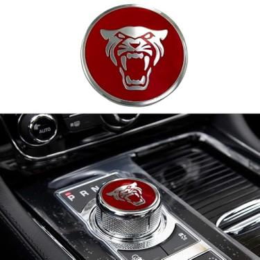 Imagem de MAXMILO Capa de moldura de painel, acessórios de acabamento, capa de botão de câmbio, decoração, adesivo, emblema compatível com Jaguar XF XE XJ F-Pace (vermelho)
