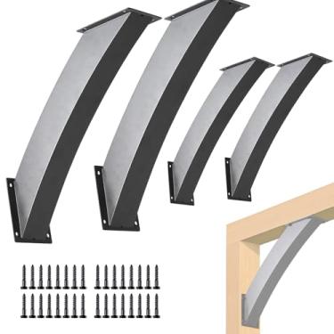 Imagem de 4 peças de suportes de suporte de ângulo de 45 graus, kit de pérgula conector resistente, 5 cm x 10 cm (real: 4 x 8 cm), para suporte de estruturas de madeira para gazebos, casas de árvores, cabanas e