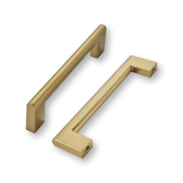 Imagem de khtumeware Orifício central de 9,5 cm (3-3/10.2 cm), pacote com 2 puxadores de armário de bronze champanhe, puxador de gaveta de cozinha em latão acetinado sólido para banheiro, gaveta, armário