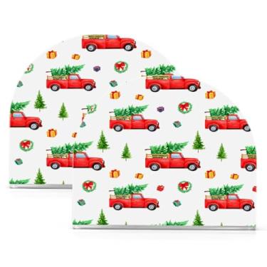 Imagem de Wassud Porta-guardanapos de acrílico para caminhão de Natal, dispensador de guardanapos de papel moderno em forma de U para mesa, cozinha, sala de jantar, bancada 2 peças (comporta 50-60 guardanapos)