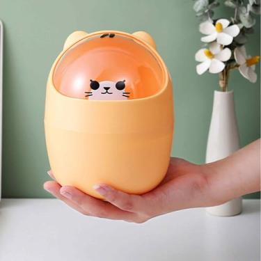 Imagem de Cesto de lixo portátil fofo para lixeira de mesa pequena e minúscula