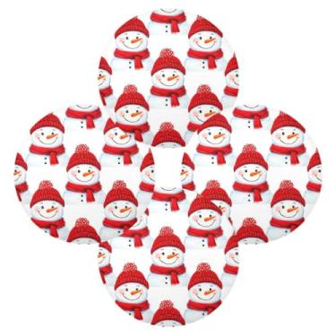 Imagem de Wassud Jogo americano conjunto de 4 chapéus de Papai Noel, bonecos de neve, tapetes de mesa redondos para cozinha e jantar, laváveis e resistentes ao calor, decoração de mesa 39 cm
