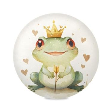 Imagem de xigua Jogo americano redondo fofo sapo verde conjunto de 6 para mesa de jantar, tapetes de mesa antiderrapantes laváveis e resistentes ao calor para decoração de festa, cozinha, jantar