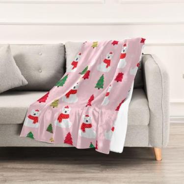 Imagem de Wassud Cobertores e mantas de Natal com ursos de 152 x 228 cm, cobertor de árvore de Natal para sofá, cadeira, decoração de casa