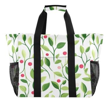 Imagem de Wassud Leaves Spring Sacolas de mercearia reutilizáveis grande bolsa dobrável à prova d'água de lona organizadora de viagem para praia, piquenique, lavanderia