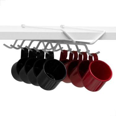 Imagem de Porta 12 Xícaras Suspenso Suporte Organizador Armário Cozinha 100% Aço