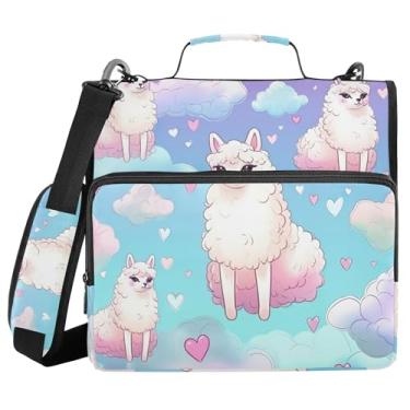 Imagem de xigua Pasta com zíper Alpacas com alça de ombro e alça para transporte fácil, fichário de 3 anéis de 3 cm para escola, painel de expansão e arquivo expansível