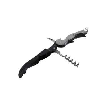 Imagem de Saca-Rolhas Abridor de Garrafa Aço Inox, 2 Estágios, 12cm x 2cm x 2cm, com Canivete