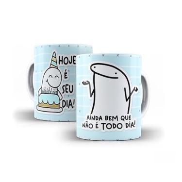 Imagem de Caneca Decorativa Parabéns Amiga, Porcelana, Design Listrado Pastel, Tema Aniversário com Bolo e Ilustração Fofa, 325ml (12879)