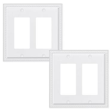 Imagem de TREEWELL Pacote com 2 placas de cobertura de saída decoradoras duplas, placas decorativas de interruptores e tampas de tomada, placas de parede de policarbonato inquebráveis para tomadas elétricas