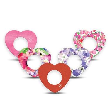 Imagem de ExpressionMed - 2 adesivos Libre (pacote com 5) – À prova d'água e à prova de suor, capas de sensor CGM em formato de coração pré-cortadas – Pacote sortido de Dia dos Namorados 2026 – Feito nos EUA