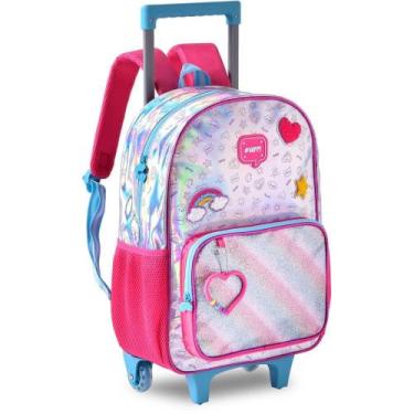 Imagem de Mochila Infantil com Rodinha HAPPY G + Estojo + Lancheira Holográfica 