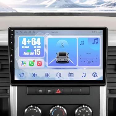 Imagem de Dodge RAM 1500 Radio 2009-2012: atualização de rádio automotivo de 4 GB + 64 GB para Dodge Ram 1500 2500 3500, substituição estéreo Android 15, sem fio/carro com fio, Android Auto/Bluetooth/WiFi/GPS