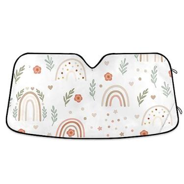 Imagem de Guarda-sol floral arco-íris infantil para janela de carro, escudo térmico para carro, caminhão, SUV, mantenha fresco, acessórios de janela de carro