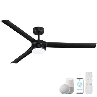 Imagem de cumilo Ventoinhas de teto inteligentes de 152 cm com luzes e controle remoto, motor CC silencioso, 3 cores para uso externo e interno, ventilador de teto moderno para casa de fazenda moderna funciona