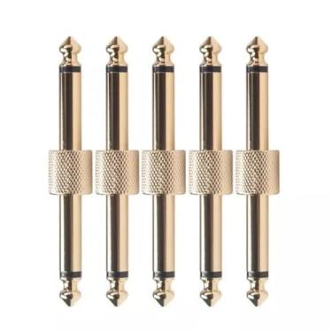 Imagem de 5 peças 6,35 mm 1/10.2 cm áudio mono macho para conector macho plugue pedal guitarra acoplador