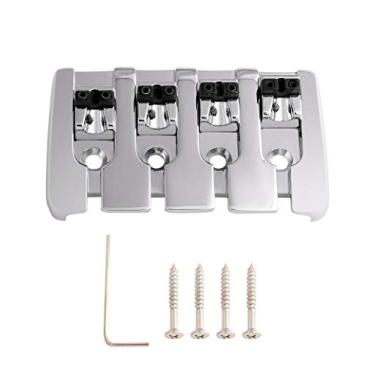 Imagem de Rubatone Ponte de baixo de 4 cordas estilo A com selas de zinco para baixo elétrico Jazz Bass P Bass Chrome.