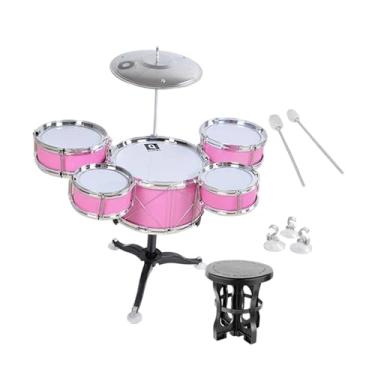 Imagem de KiBcsLic Bateria Infantil Mini Conjunto de Bateria, Brinquedo Musical Portátil Educativo para o Desenvolvimento Infantil, Ideal para Meninas e Meninos, Rosa