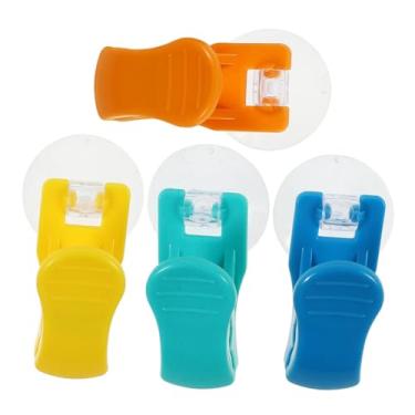 Imagem de Kichvoe 4 peças de clipes de suporte de toalha com ventosa para cozinha e banheiro, braçadeira multiuso para pendurar toalhas, meias, luvas, superfícies lisas de azulejo de vidro