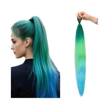 Imagem de Extensões De Cabelo Coloridas Sintéticas Em Rabo De Cavalo Longo E Lis