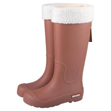 Imagem de Botas de chuva femininas de cano alto, à prova d'água, cor sólida, estilo japonês, casual, Marrom, 34