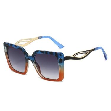 Imagem de Óculos de Sol UV400 - Armação com Estampa de Leopardo e Lentes Degradê para Homens e Mulheres, Ideais para Esportes ao Ar Livre, Corrida e Ciclismo, Estampa de Leopardo Azul e Cinza