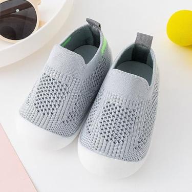 Imagem de Sapatos e meias para bebês para meninos e meninas – Pantufas respiráveis antiderrapantes, sola de borracha macia sem cadarço, Cinza, 0.5 Narrow Little Kid