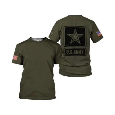 Imagem de Camiseta Casual Masculina De Verão Com Estampa Camuflada 3D De Secagem