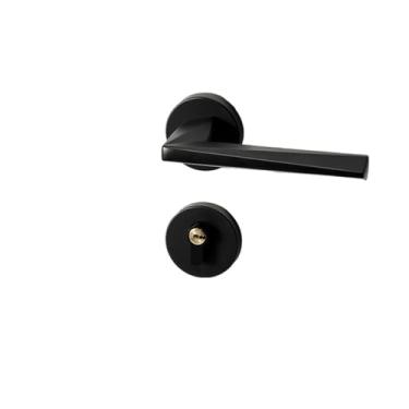 Imagem de VTGVVVTR Maçaneta interna silenciosa preta para porta de quarto fechadura interior fechadura silenciosa fechadura magnética de madeira dividida (fechadura de porta E)