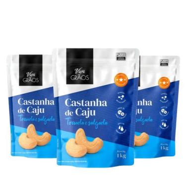 Imagem de Castanha de Caju Torrada e Salgada 1kg - VIVA GRÃOS KIT COM 3