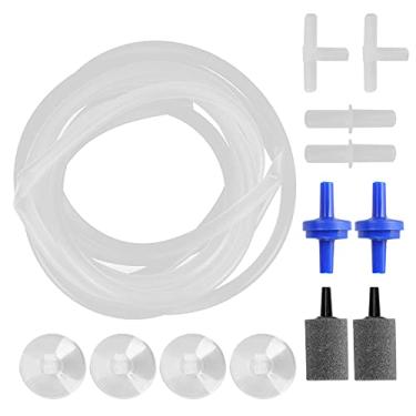 Imagem de aqxreight Válvula de Retenção de Tubo de Oxigênio para Aquário, Conjunto de Pedras de Bolha para Tanque de Peixes, Combinação de Acessórios para Aquário, Tubo de Oxigênio de 4 M/13,1 Pés e Conector