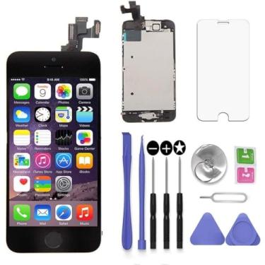 Imagem de Substituição de tela preta para iPhone SE 2016 10.2 cm com fone de ouvido e câmera montagem completa 3D Touch LCD Display digitalizador moldura substituição com kit de ferramentas de reparo, protetor
