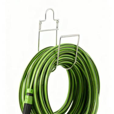 Imagem de Ywbtflul Suporte de mangueira de jardim suporte de parede gancho de mangueira de aço inoxidável para fora, carretel de mangueira, gancho de mangueira resistente para garagem, mangueira de água