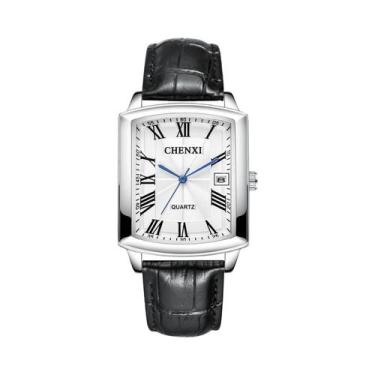 Imagem de Relógios De Casal Com Pulseira De Couro, Display Analógico Quadrado Pa