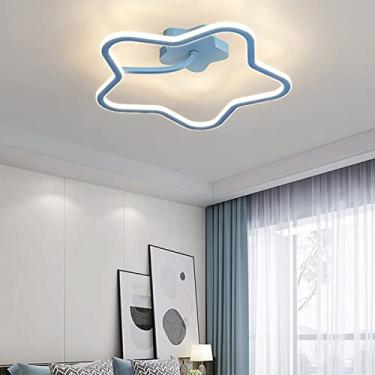Imagem de Luminária de teto LED, luminária de teto infantil com LED dimerizável e controle remoto, ideal para sala de estar, mesa de jantar, quarto, corredor e jardim de infância (azul, A-45cm)