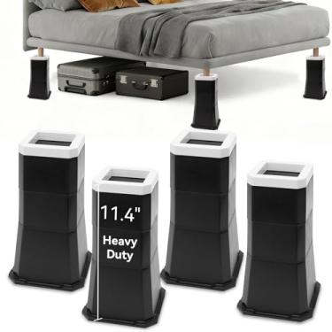 Imagem de EleganceX Elevadores de cama resistentes pacote com 4 – camas elevatórias, mesa e sofá, elevadores de móveis antiderrapantes para armazenamento extra embaixo da cama (30,5 cm)