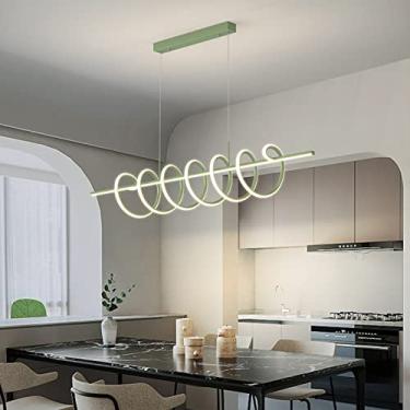 Imagem de Luminária de mesa LED pendente para sala de jantar, sala de estar, com intensidade regulável, design moderno, controle remoto, lustre para cozinha e escritório (verde, 120 cm de comprimento)
