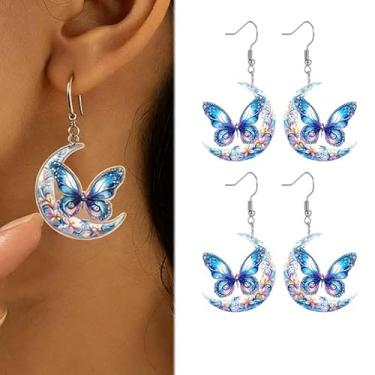 Imagem de Brincos de acrílico em forma de borboleta, joias coloridas para mulheres, presente diário e festa, one size, Acrílico, Sem pedra preciosa
